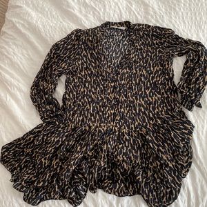 Zara Leopard Print Tan and Black Swing Dress Size S